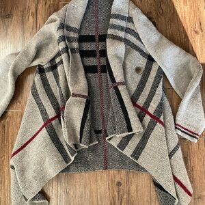 Elisabetta XL Plaid Open Front Cardigan Sweater made in italy